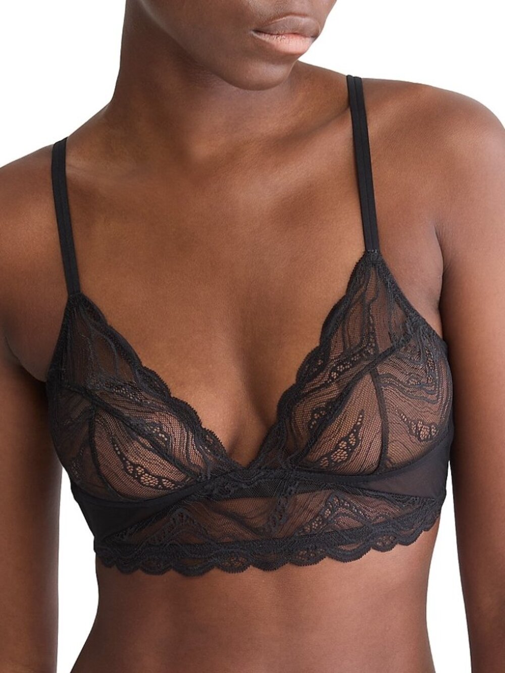 #2281 Calvin Klein Women's Essentials Lace Triangle Bra QF7925 - BLACK